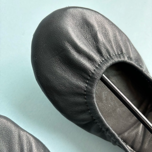 Packable Dark Grey Leather Ballet Flats - Picture 3 of 6